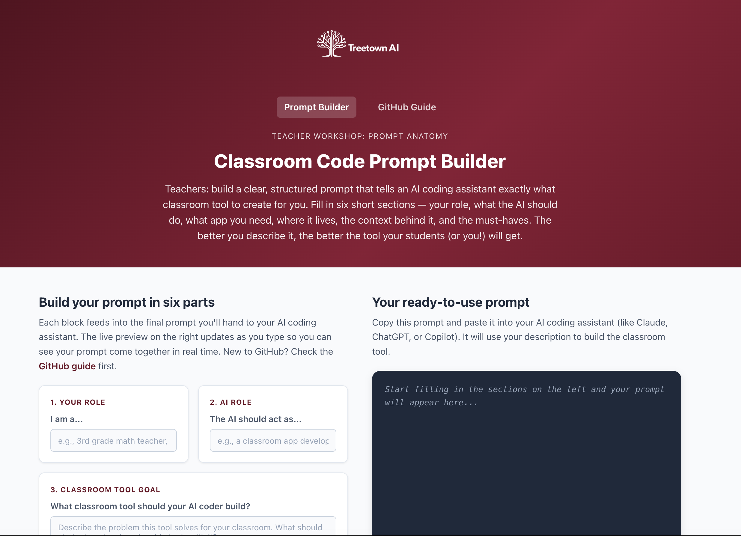 Classroom Code Prompt Builder