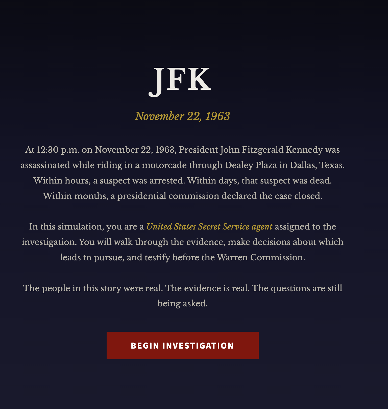 JFK simulation screen 1