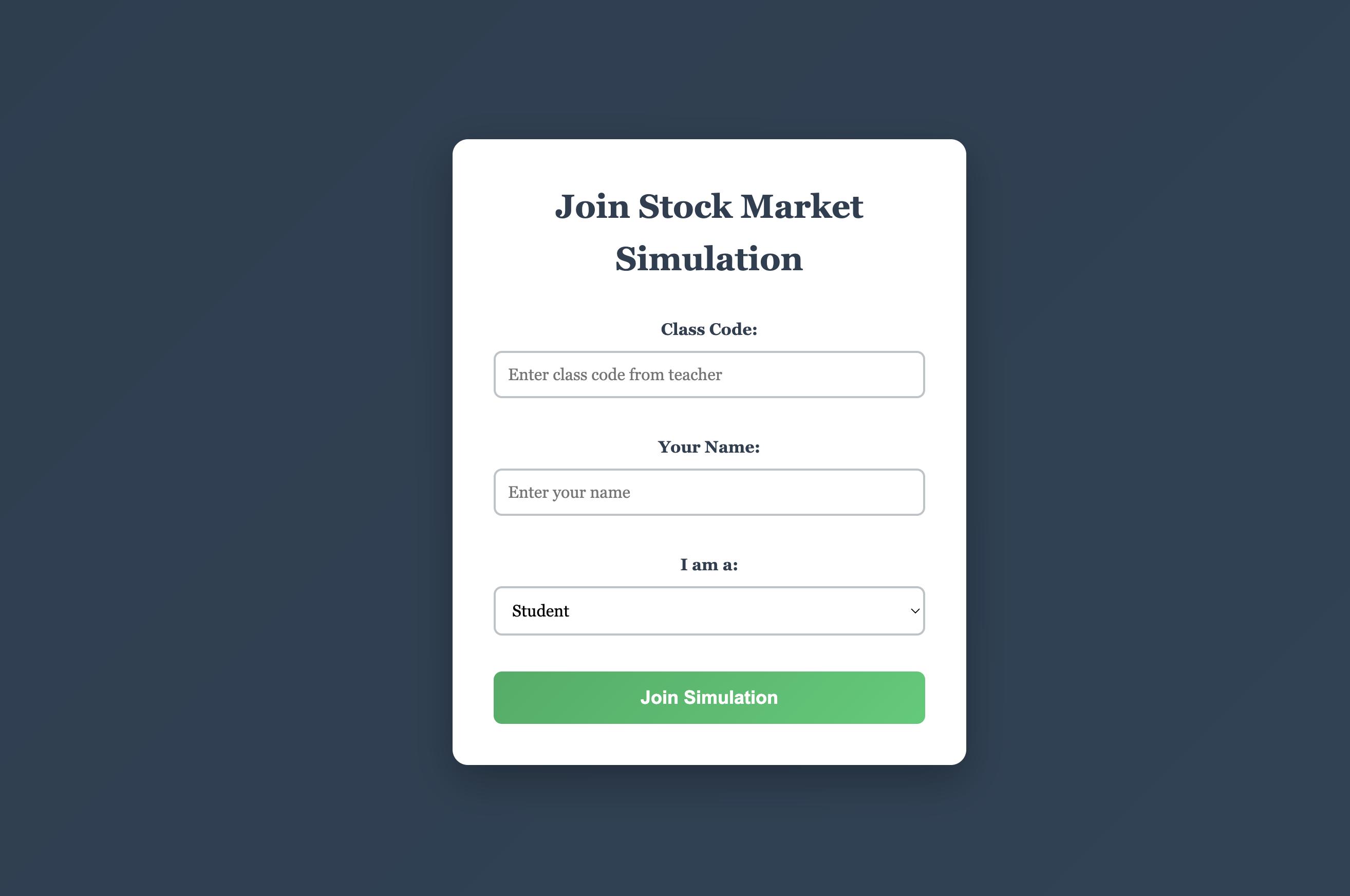 Historical Stock Market Game